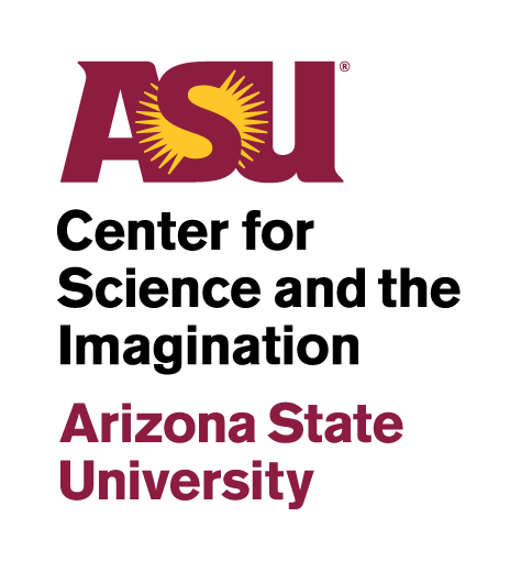 Logo for Center for Science and the Imagination at Arizona State University, in maroon and gold.